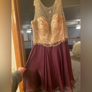 Purple and cream colored hoco/formal dress! Size 14!
